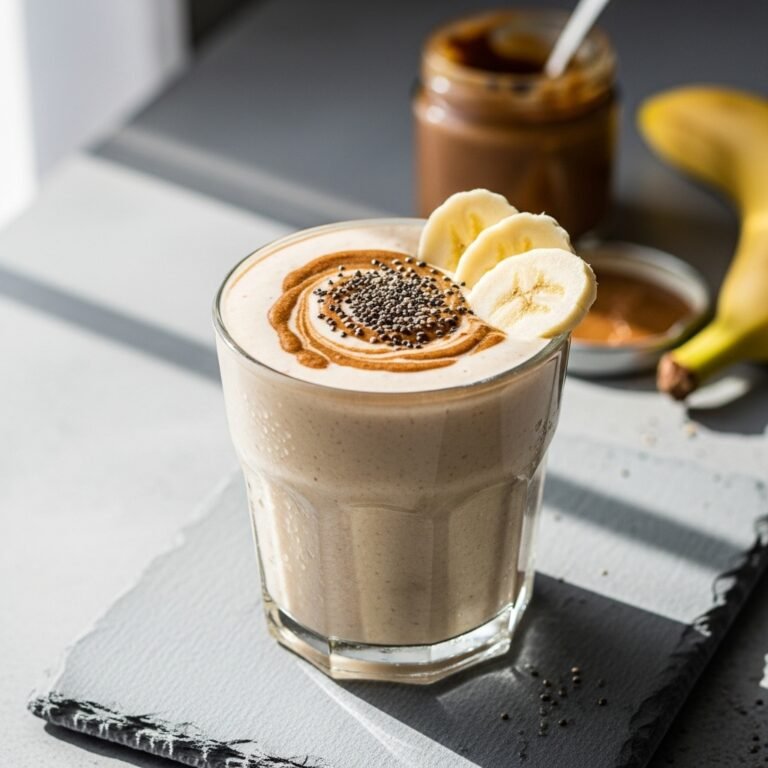 5-Minute Almond Butter Banana Protein Smoothie (The Perfect Healthy Breakfast!)