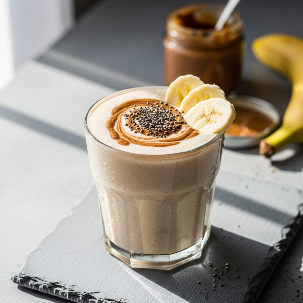 5-Minute Almond Butter Banana Protein Smoothie (The Perfect Healthy Breakfast!)