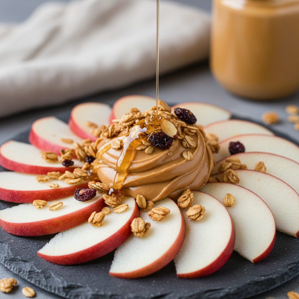 The Ultimate Crisp Apple Slices with Creamy Peanut Butter and Artisan Granola