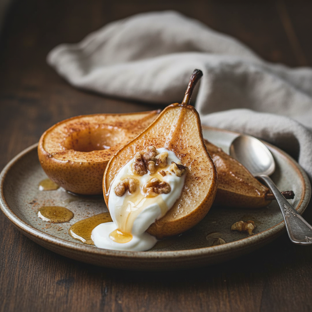 Baked Pears with Cinnamon and Whipped Honey Yogurt