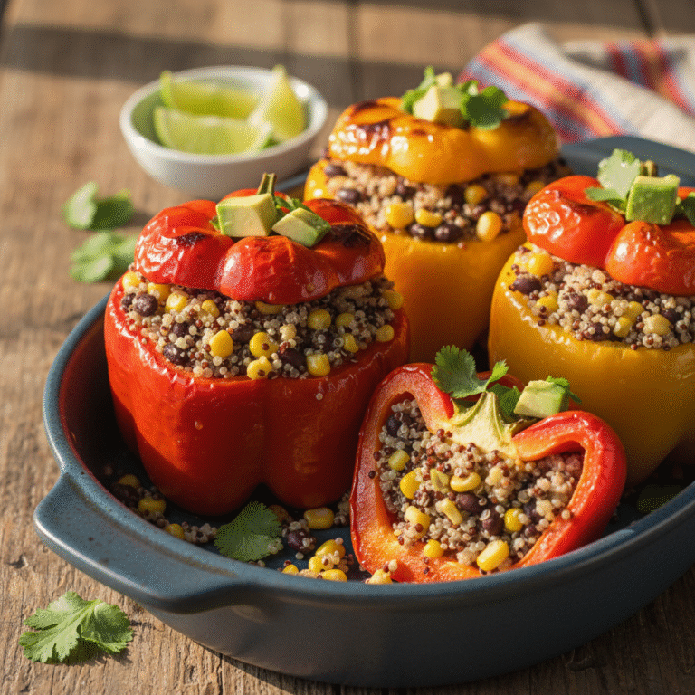 The Ultimate Vegan Black Bean and Quinoa Stuffed Bell Peppers