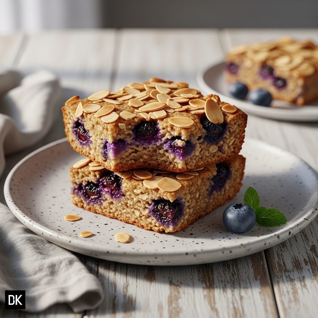 Healthy & Hearty Blueberry Almond Baked Oatmeal Squares