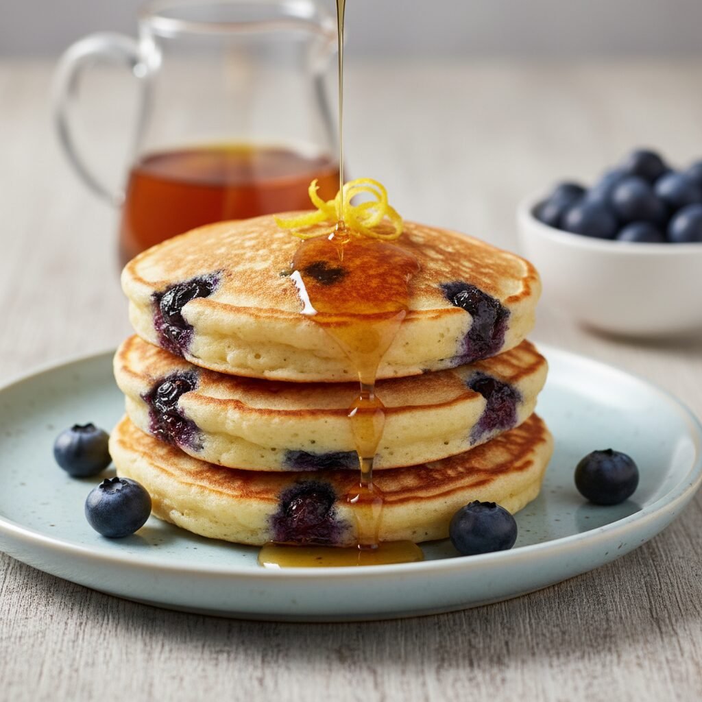 Fluffy Blueberry Lemon Cottage Cheese Pancakes (Healthy & High-Protein!)