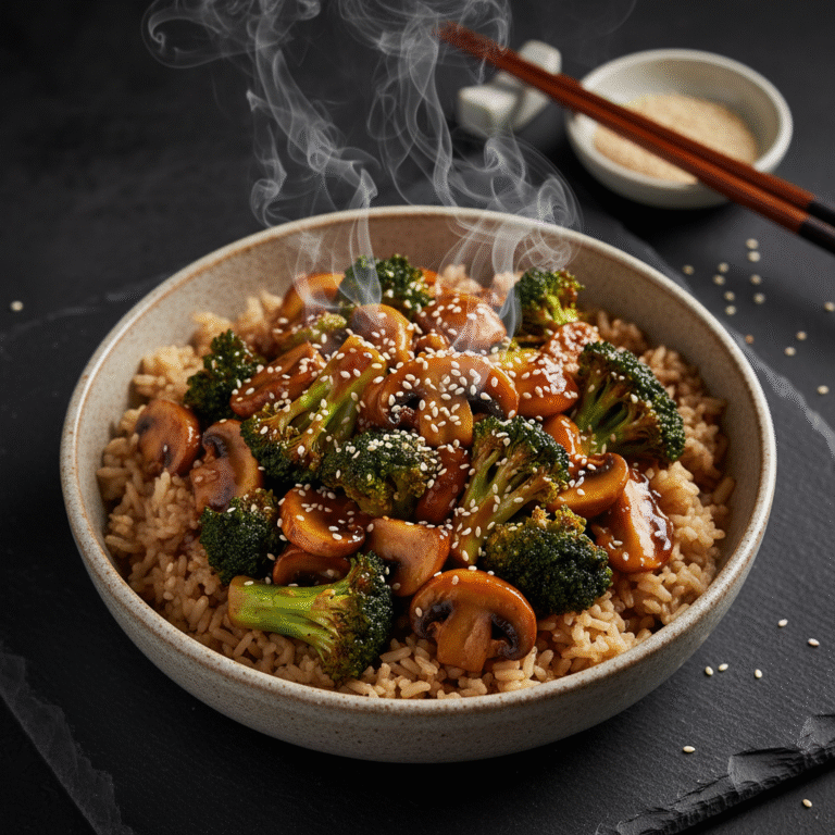The Ultimate 20-Minute Broccoli and Mushroom Stir Fry with Nutty Brown Rice