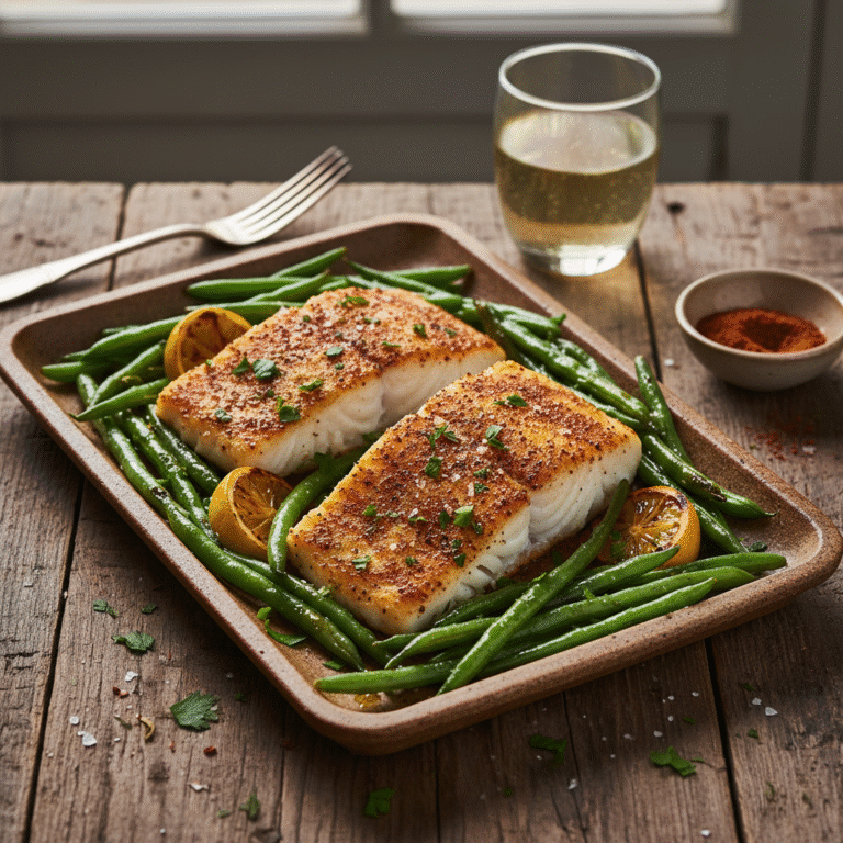 Easy Cajun Baked Cod with Blistered Green Beans: A 30-Minute One-Pan Wonder