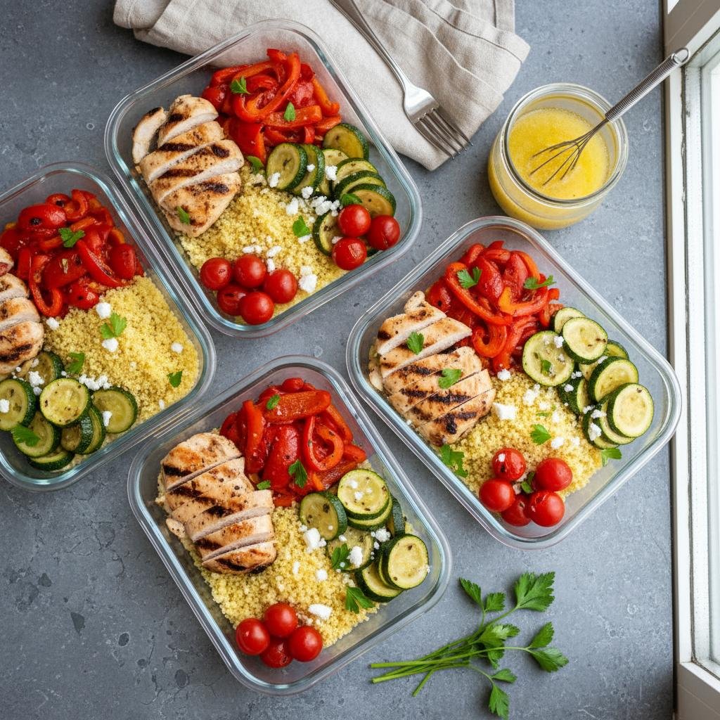 Ultimate Mediterranean Chicken and Veggie Couscous Lunch Bowl