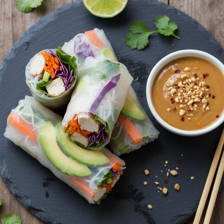 Fresh & Fit: Ultimate Chicken Avocado Rice Paper Rolls with Creamy Peanut Dip