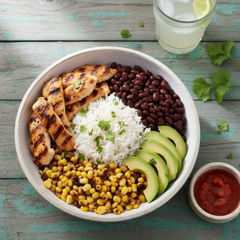 The Ultimate Healthy Chicken Burrito Bowl with Black Beans & Cilantro Lime Rice