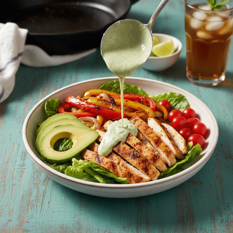 Ultimate Chicken Fajita Salad with Creamy Cilantro-Lime Yogurt Dressing