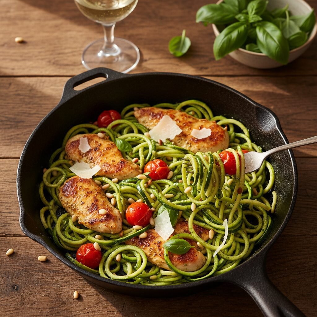 Chicken Pesto Zucchini Noodle Skillet: The Ultimate 20-Minute Low-Carb Dinner