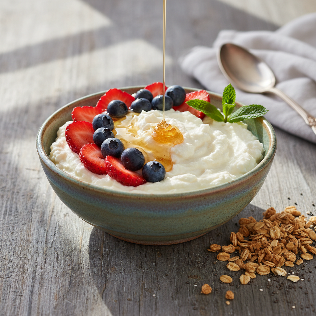 Creamy Whipped Cottage Cheese and Berry Dessert Bowl
