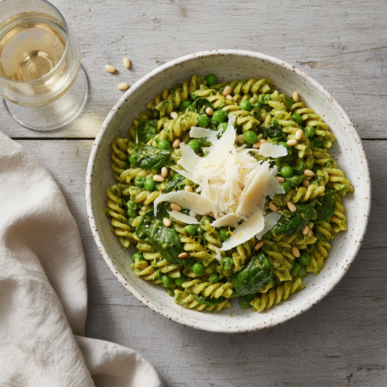 Creamy Pesto Spinach Pasta With Peas: A Light & Vibrant 20-Minute Dinner