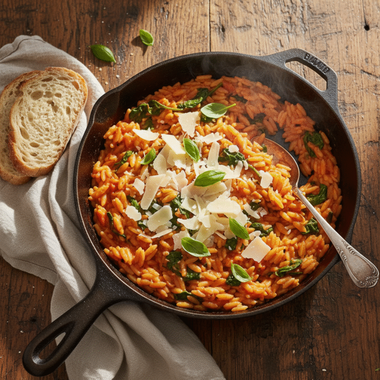 Creamy Tomato Spinach Orzo Skillet Light Recipe