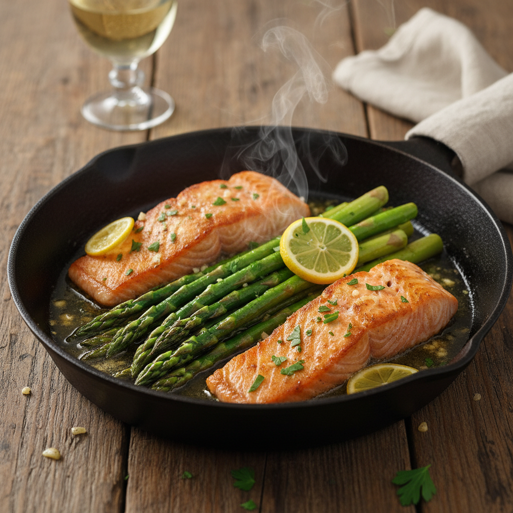 One-Pan Garlic Butter Salmon With Asparagus (Low Carb & Keto)