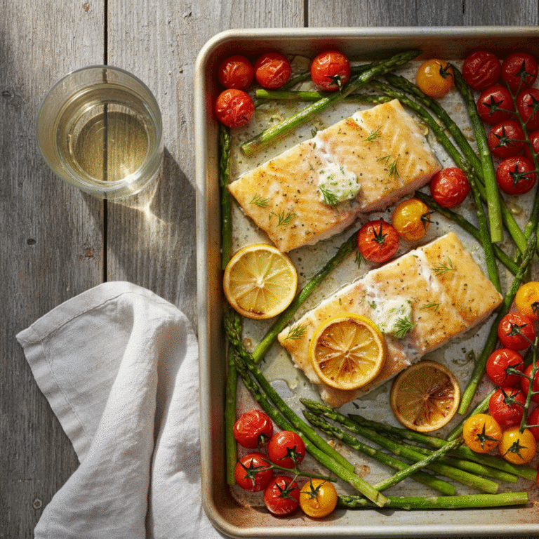 One-Pan Garlic Herb Baked Cod With Roasted Vegetables