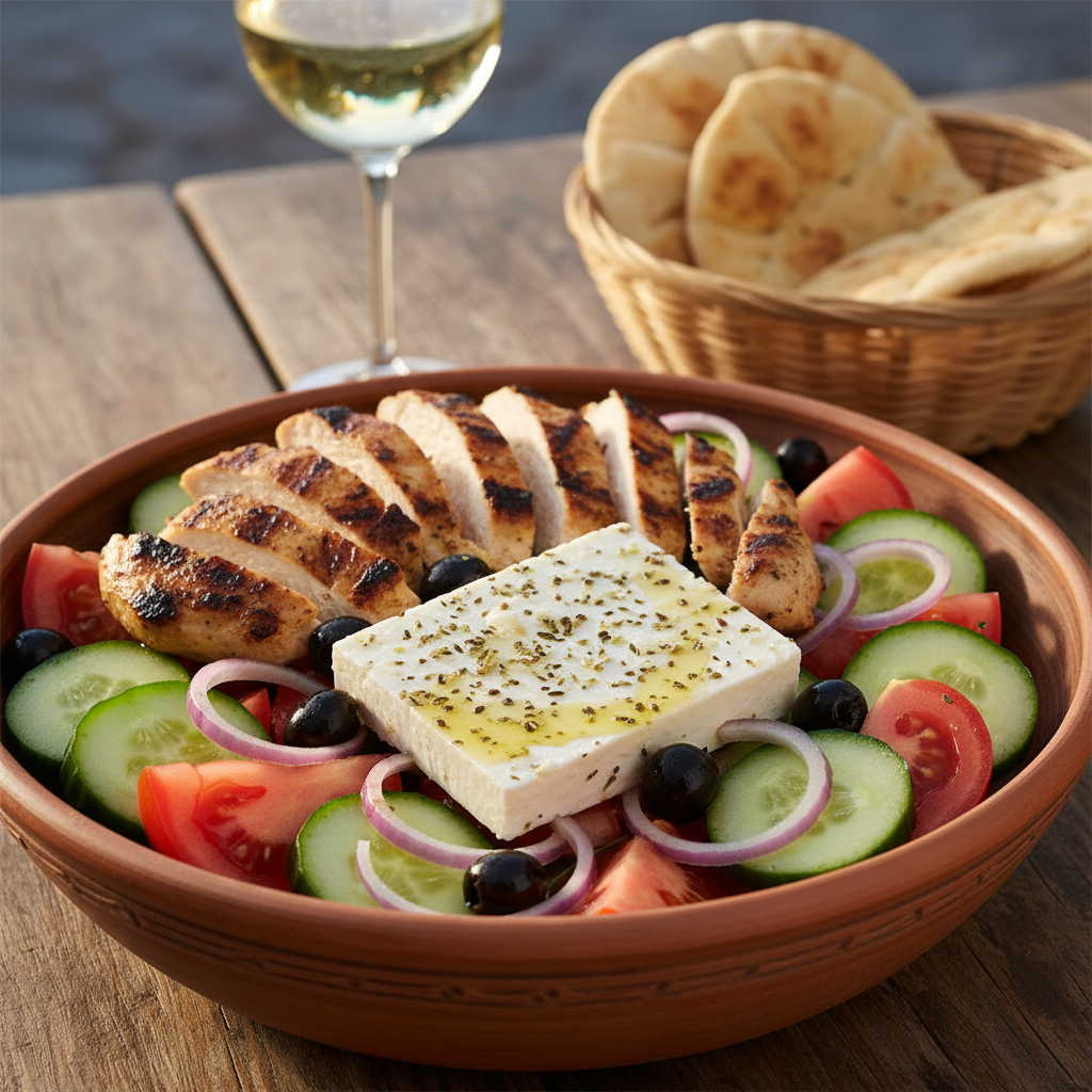 The Ultimate Greek Salad with Grilled Chicken Breast: A Mediterranean Masterpiece