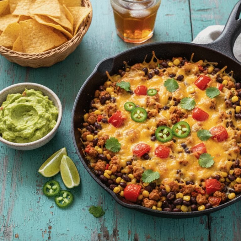 One-Pan Cheesy Ground Turkey Taco Skillet with Black Beans