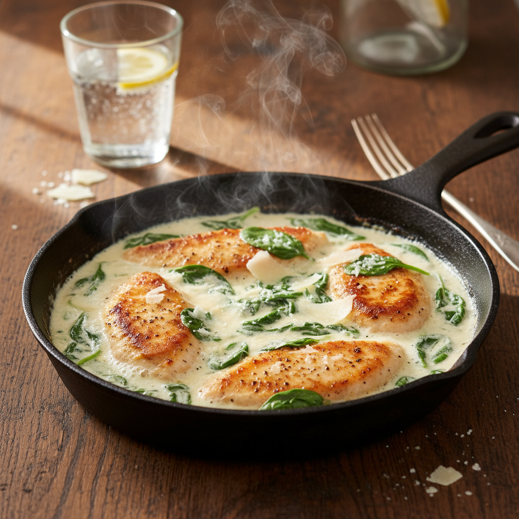Creamy Keto Chicken and Spinach Skillet with Cream Cheese