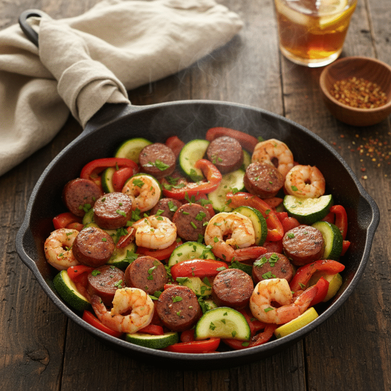 One-Pan Keto Shrimp and Sausage Skillet Dinner – Ready in 20 Minutes