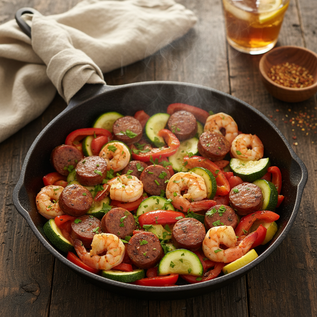 One-Pan Keto Shrimp and Sausage Skillet Dinner – Ready in 20 Minutes