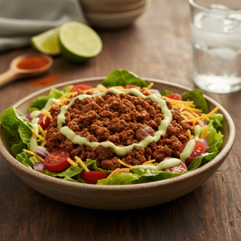 The Ultimate Keto Taco Salad Bowl With Creamy Avocado Lime Dressing