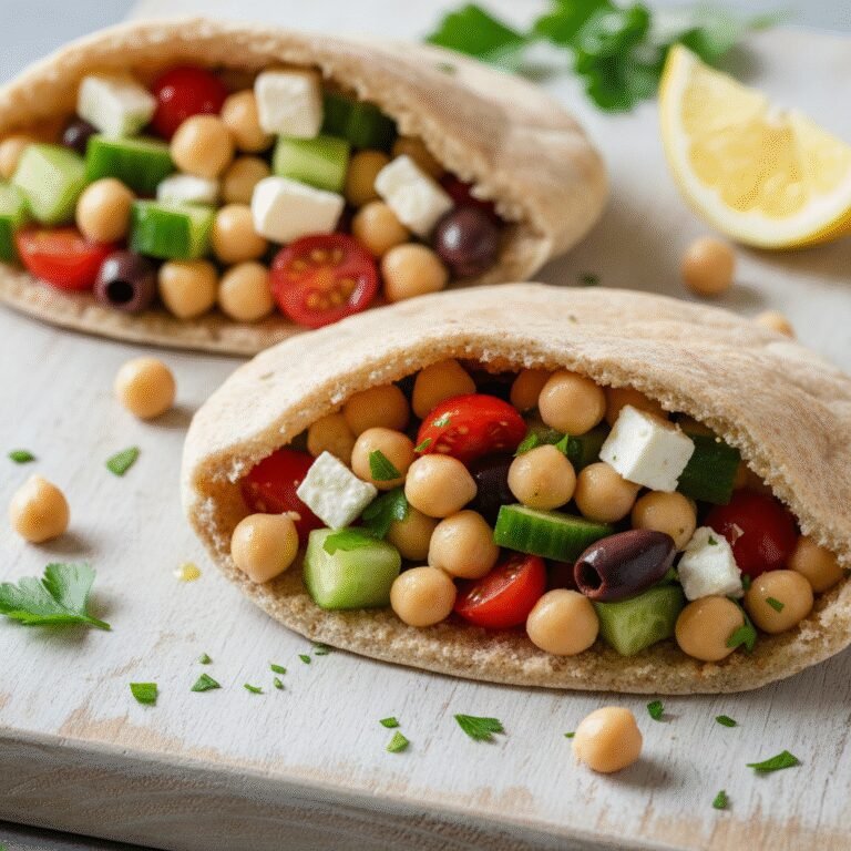 15-Minute Mediterranean Chickpea Salad Pita Pockets