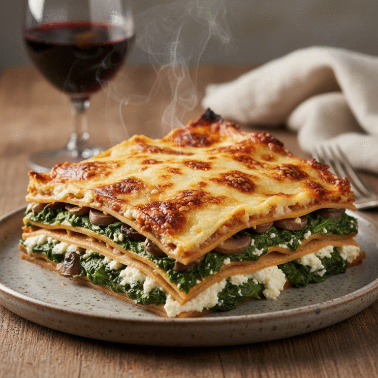 Hearty Mushroom and Spinach Whole Wheat Lasagna Healthy Recipe