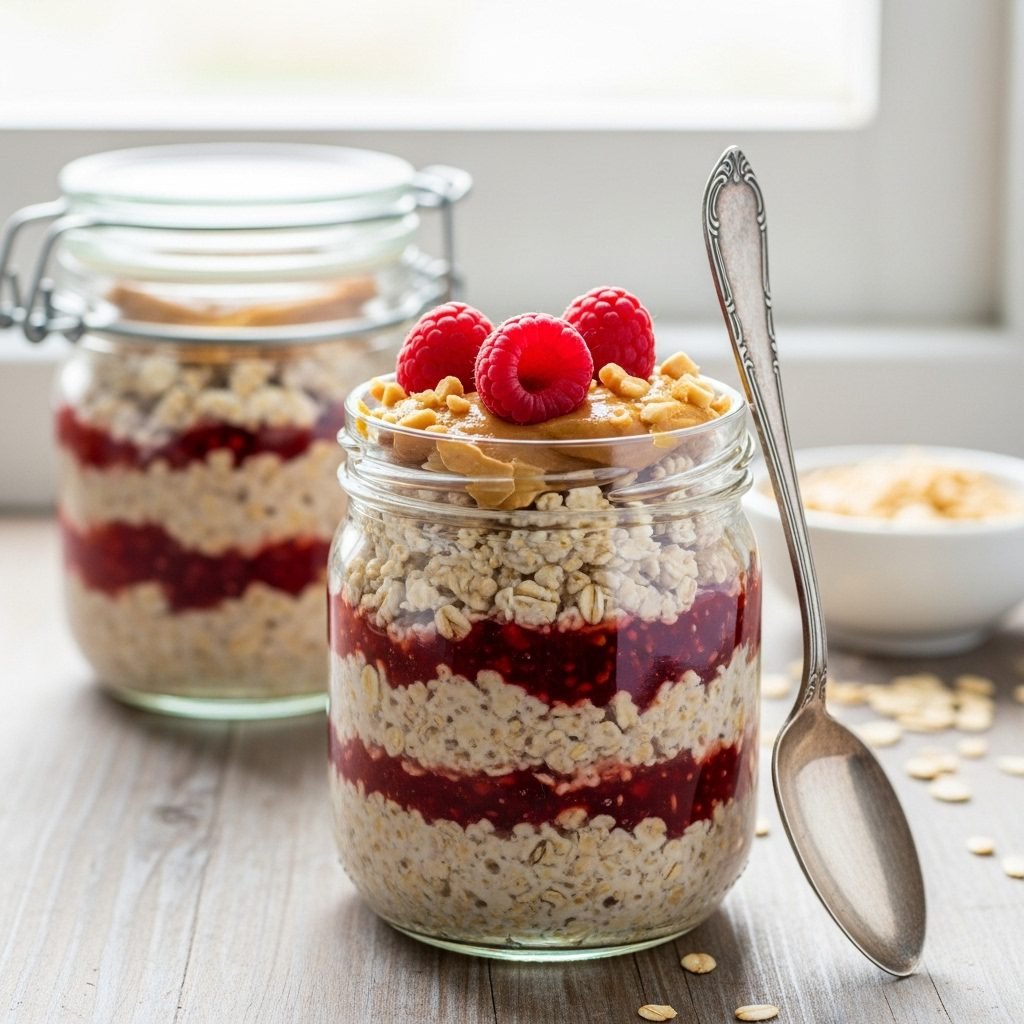 The Ultimate Peanut Butter and Jelly Overnight Oats (Healthy & Easy!)