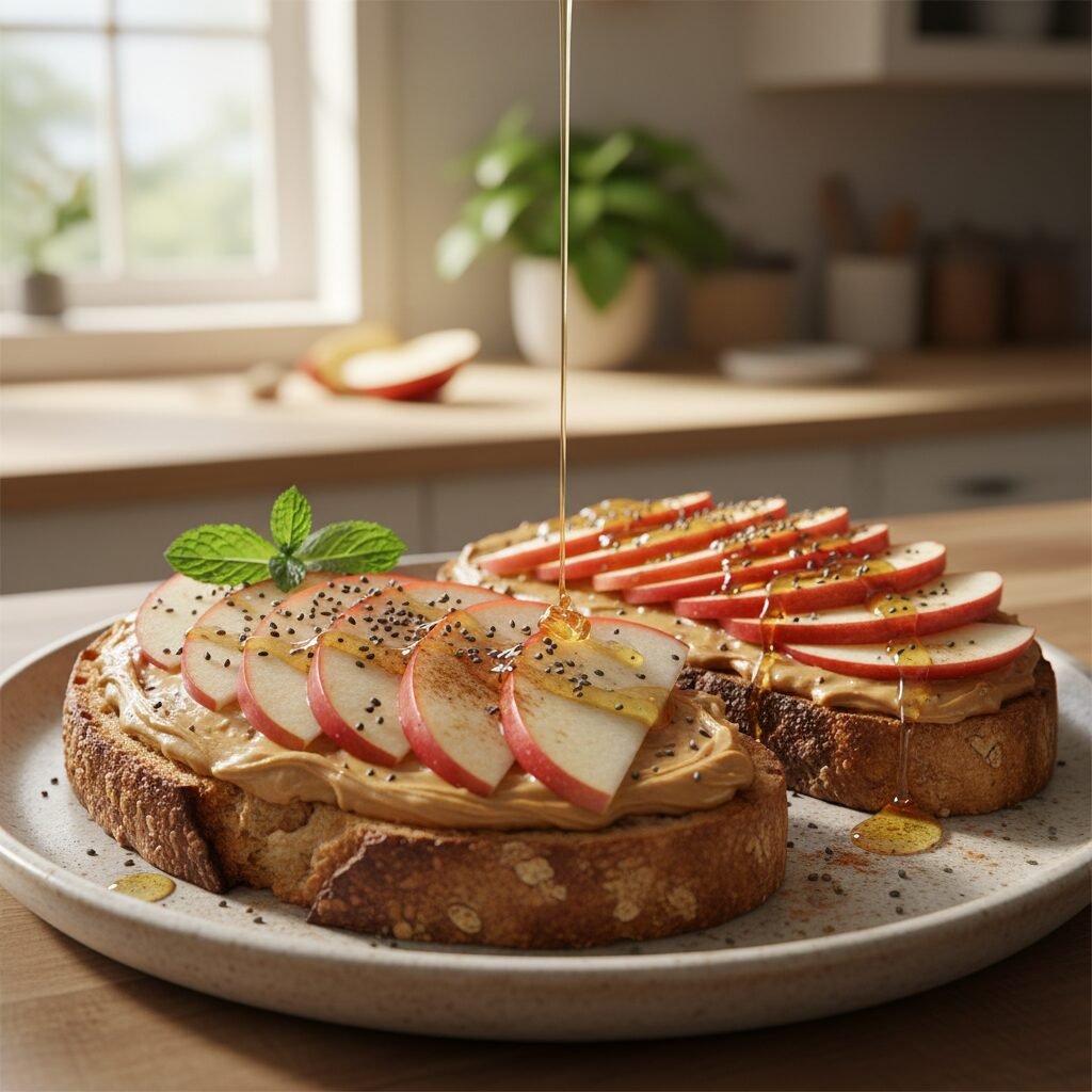 5-Minute Peanut Butter Apple Breakfast Toast (Healthy & Delicious!)