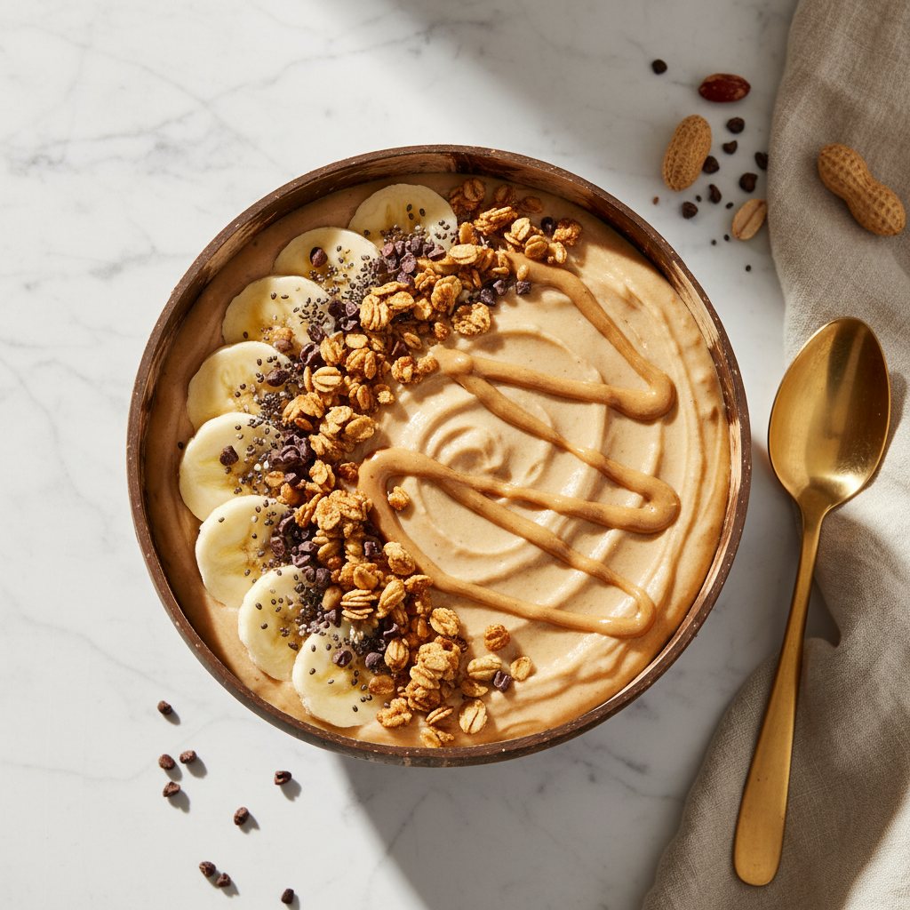 The Ultimate Creamy Peanut Butter Banana Smoothie Bowl Dessert