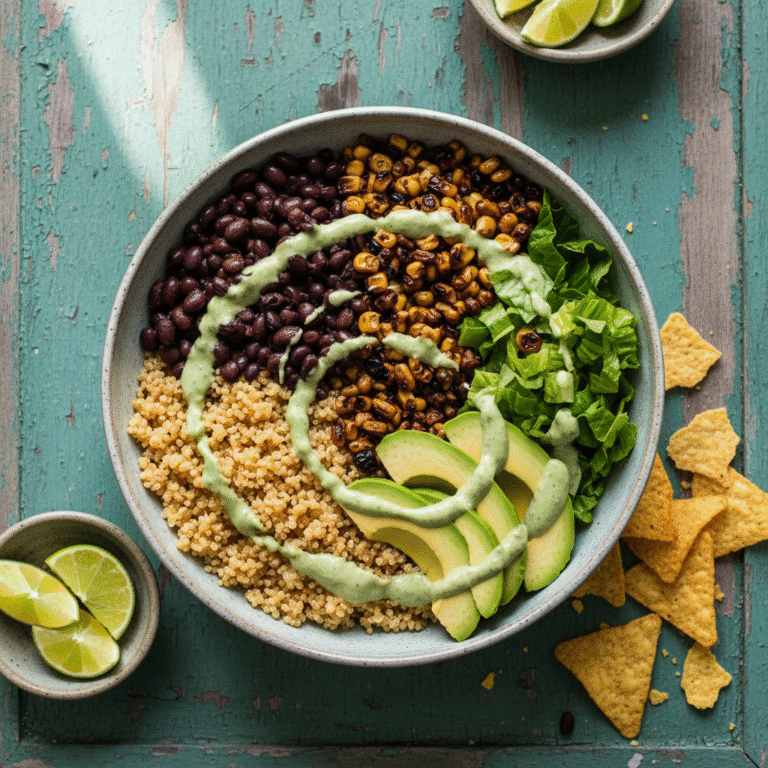 Ultimate Healthy Quinoa and Black Bean Burrito Bowl with Cilantro Lime Dressing