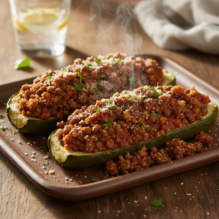 The Ultimate Vegan Quinoa Lentil Stuffed Zucchini Boats