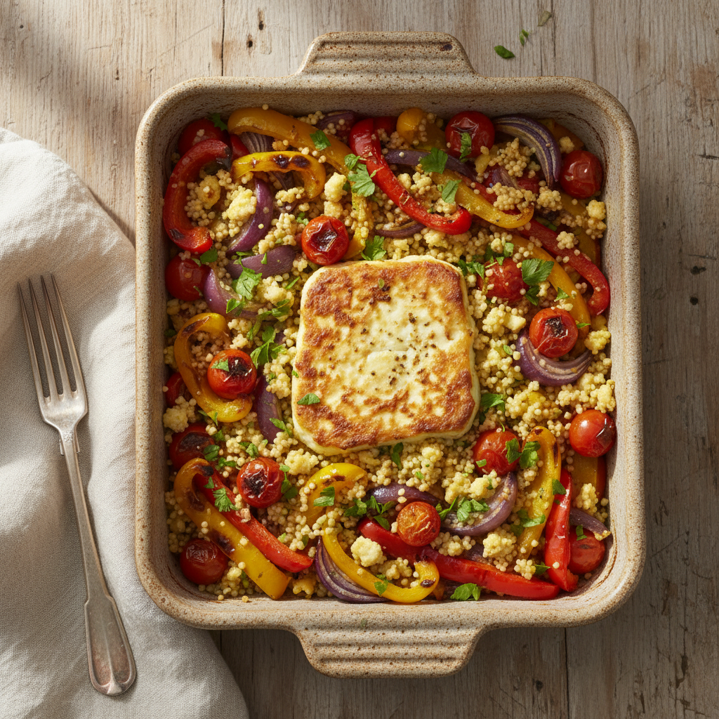 Roasted Vegetable and Feta Couscous Bake