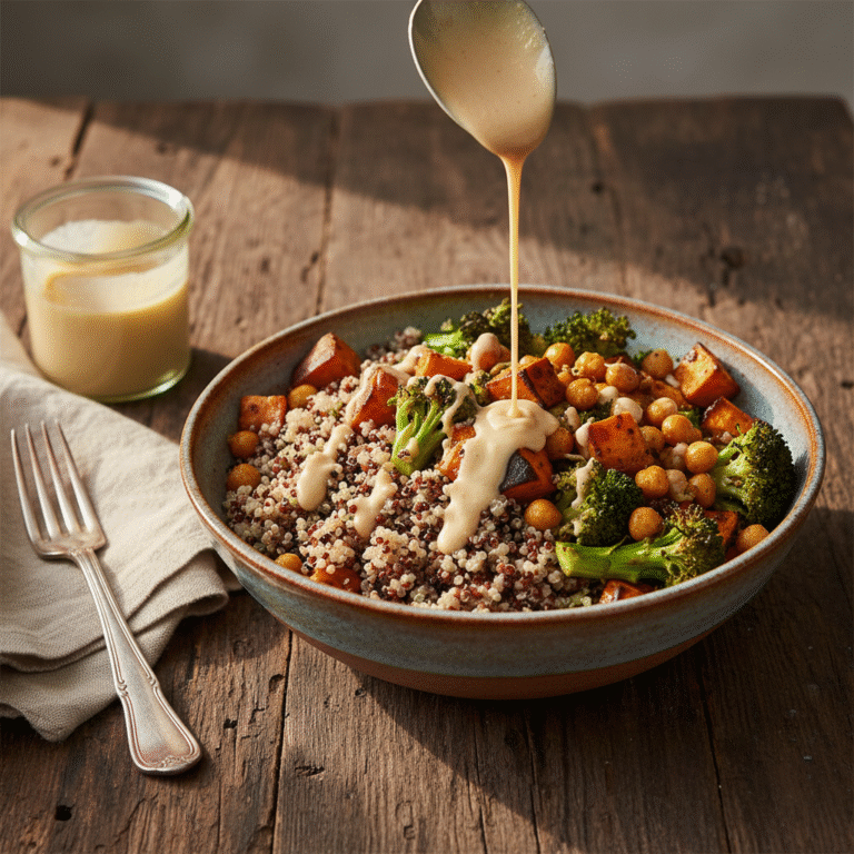 The Ultimate Roasted Vegetable Quinoa Bowl with Creamy Lemon-Tahini Dressing