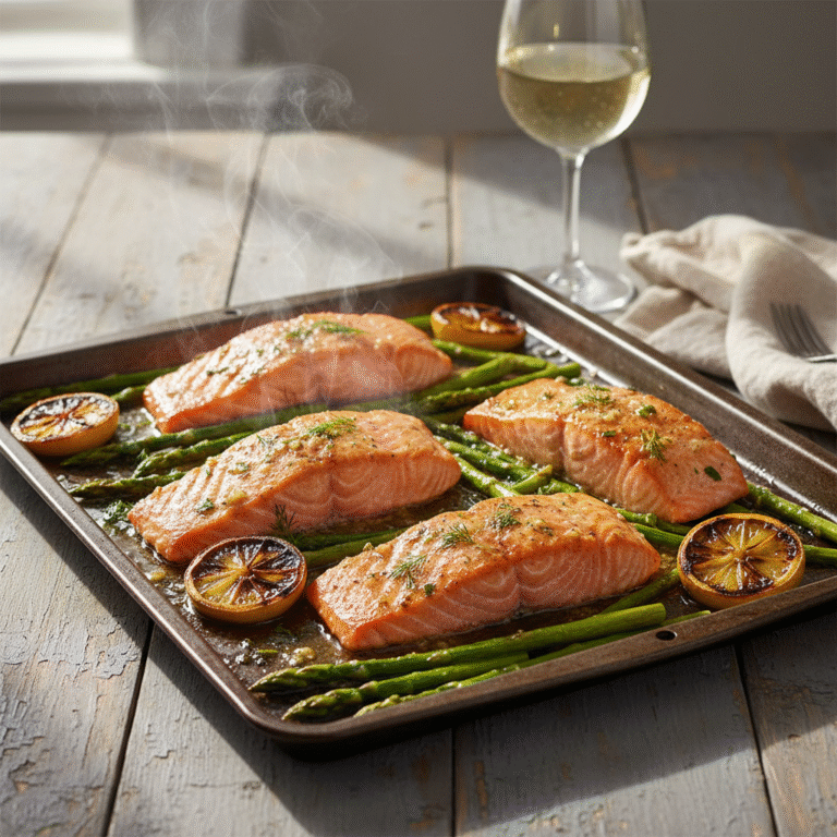 Garlic Butter Salmon and Asparagus Sheet Pan Dinner