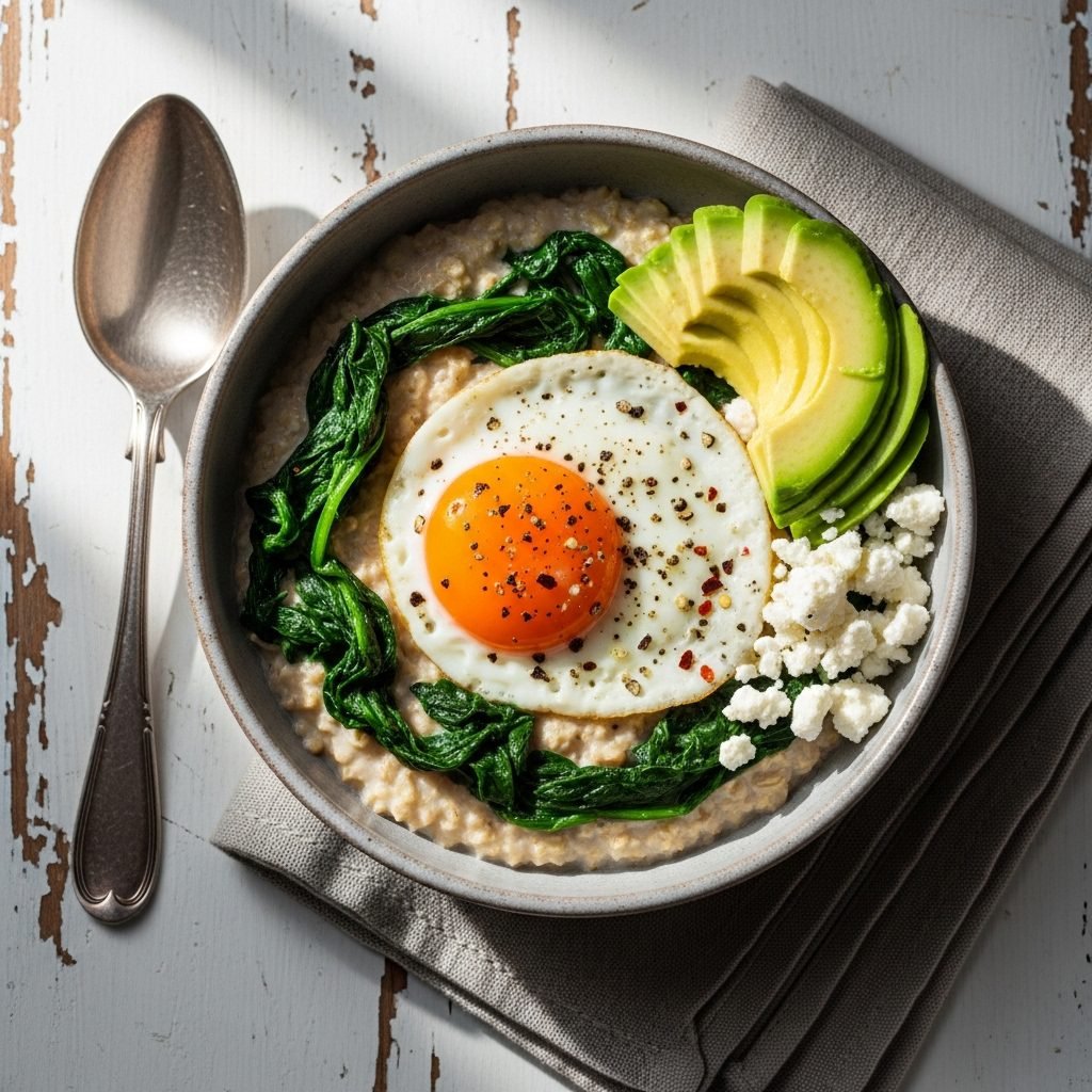 Game-Changing Savory Oatmeal with Spinach and a Perfect Runny Egg