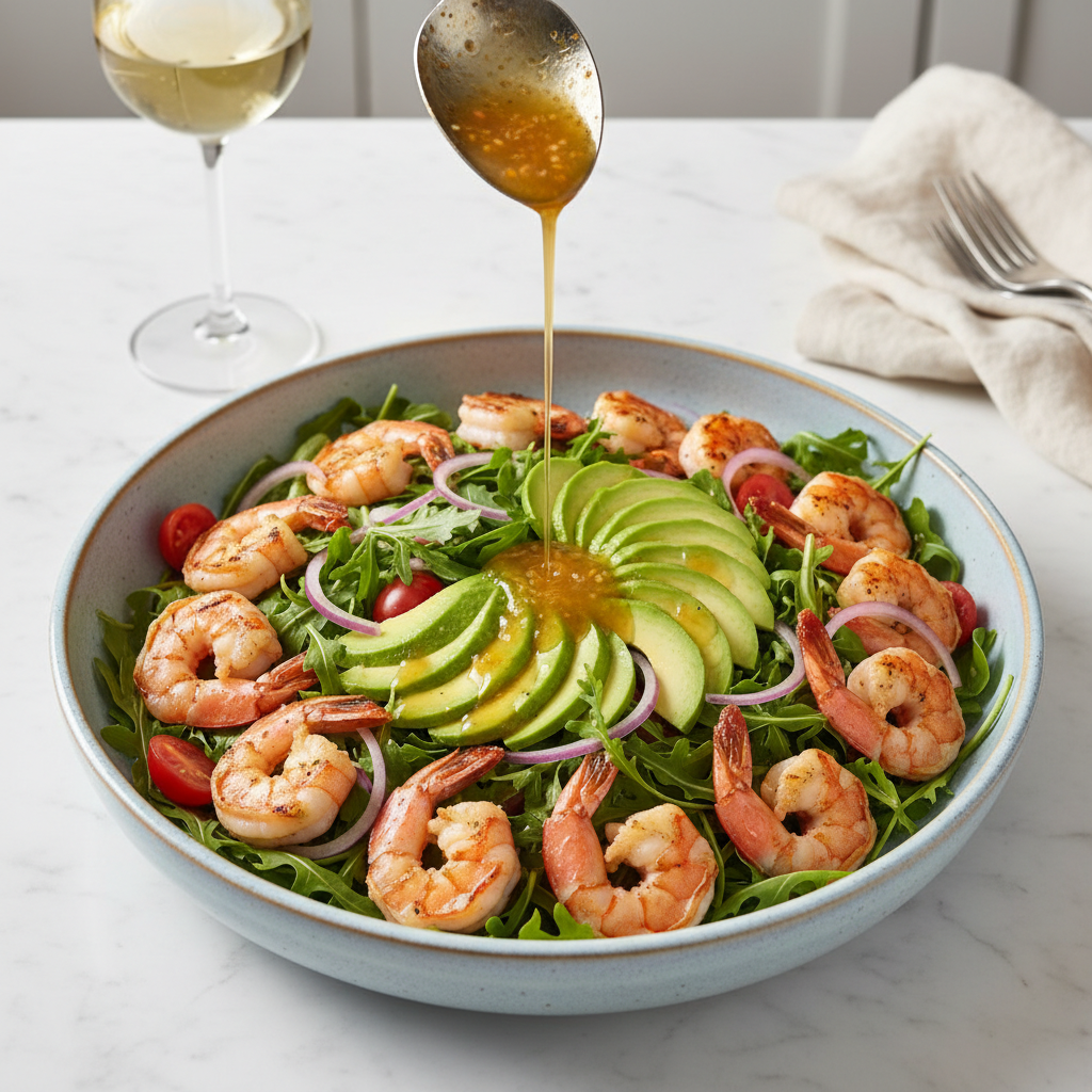 Zesty Shrimp and Avocado Salad with Honey-Lime Citrus Dressing