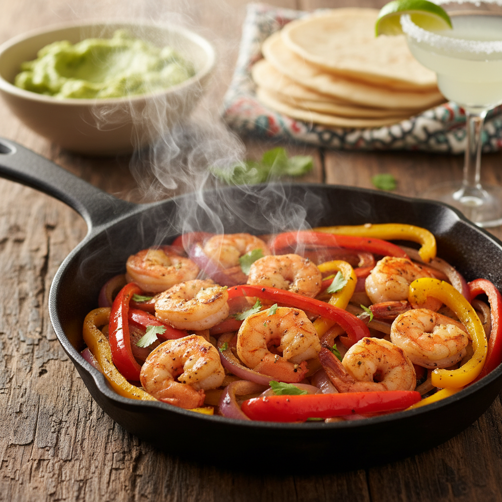 Sizzling 20-Minute Shrimp Fajita Skillet With Peppers And Onions