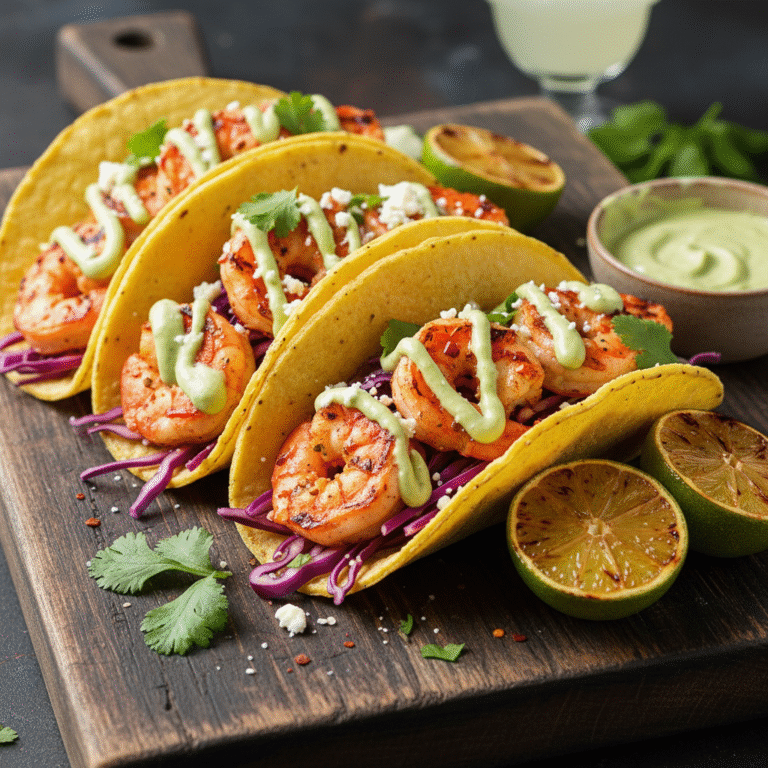Zesty Shrimp Tacos with Creamy Avocado Lime Sauce