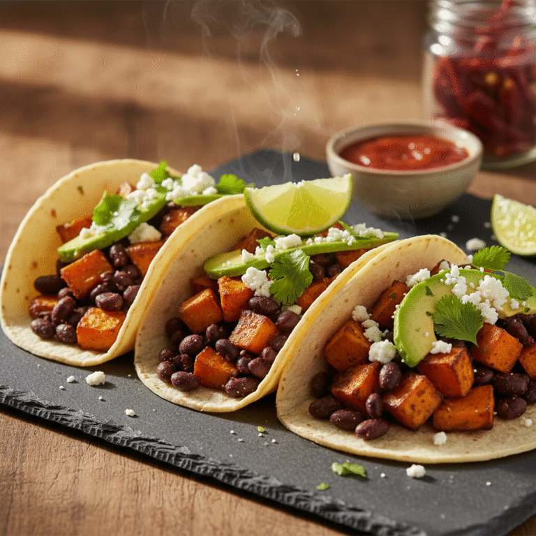 The Ultimate Spicy Black Bean and Roasted Sweet Potato Tacos