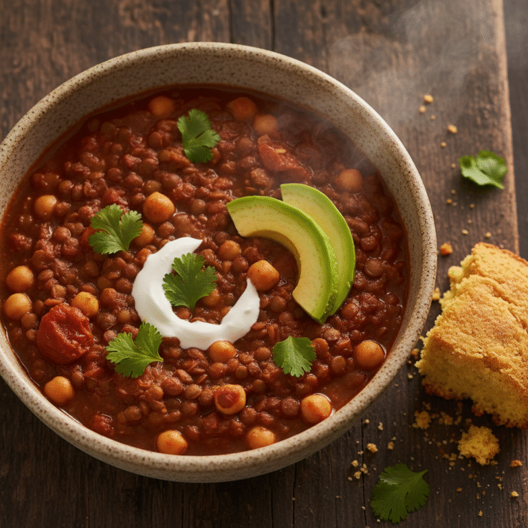 Ultimate Smoky & Spicy Vegan Lentil and Chickpea Chili