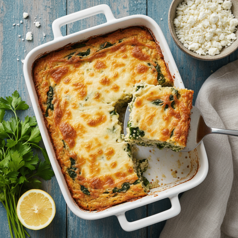 Healthy Spinach Feta Quinoa Bake with Garlic and Lemon