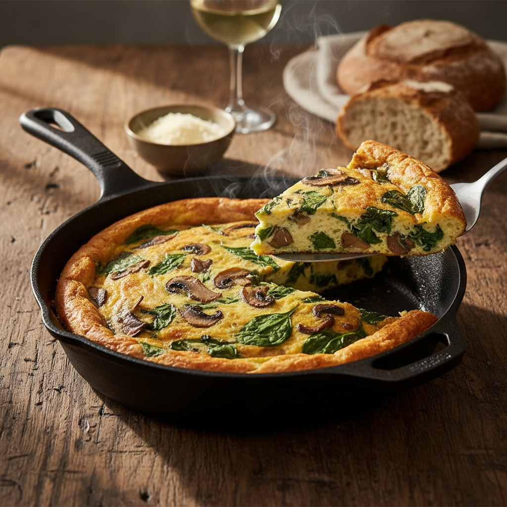 Creamy Spinach and Mushroom Frittata: The Ultimate Vegetarian Skillet Dinner