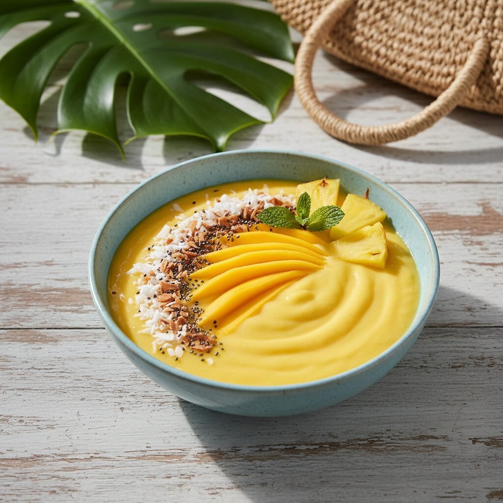 5-Minute Tropical Mango Pineapple Smoothie Bowl (Vegan & Healthy!)