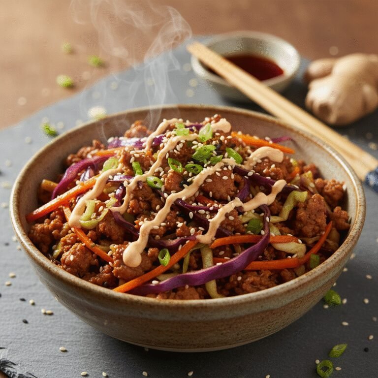 30-Minute Turkey and Vegetable Egg Roll in a Bowl (Low Carb & Keto Friendly)