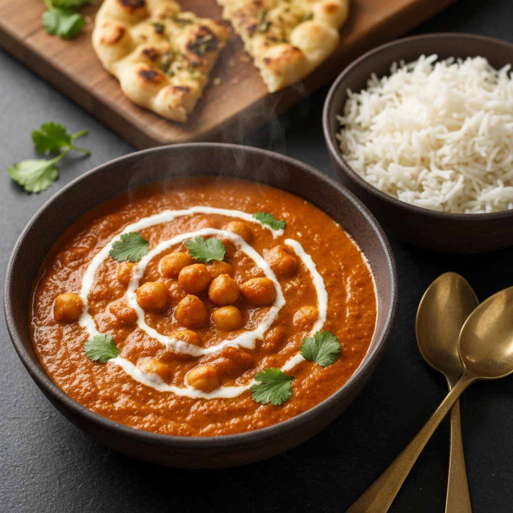 Creamy Vegan Chickpea Tikka Masala With Fluffy Basmati Rice