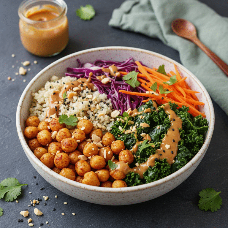 Ultimate Vegan Peanut Chickpea Power Bowl with Creamy Satay Sauce