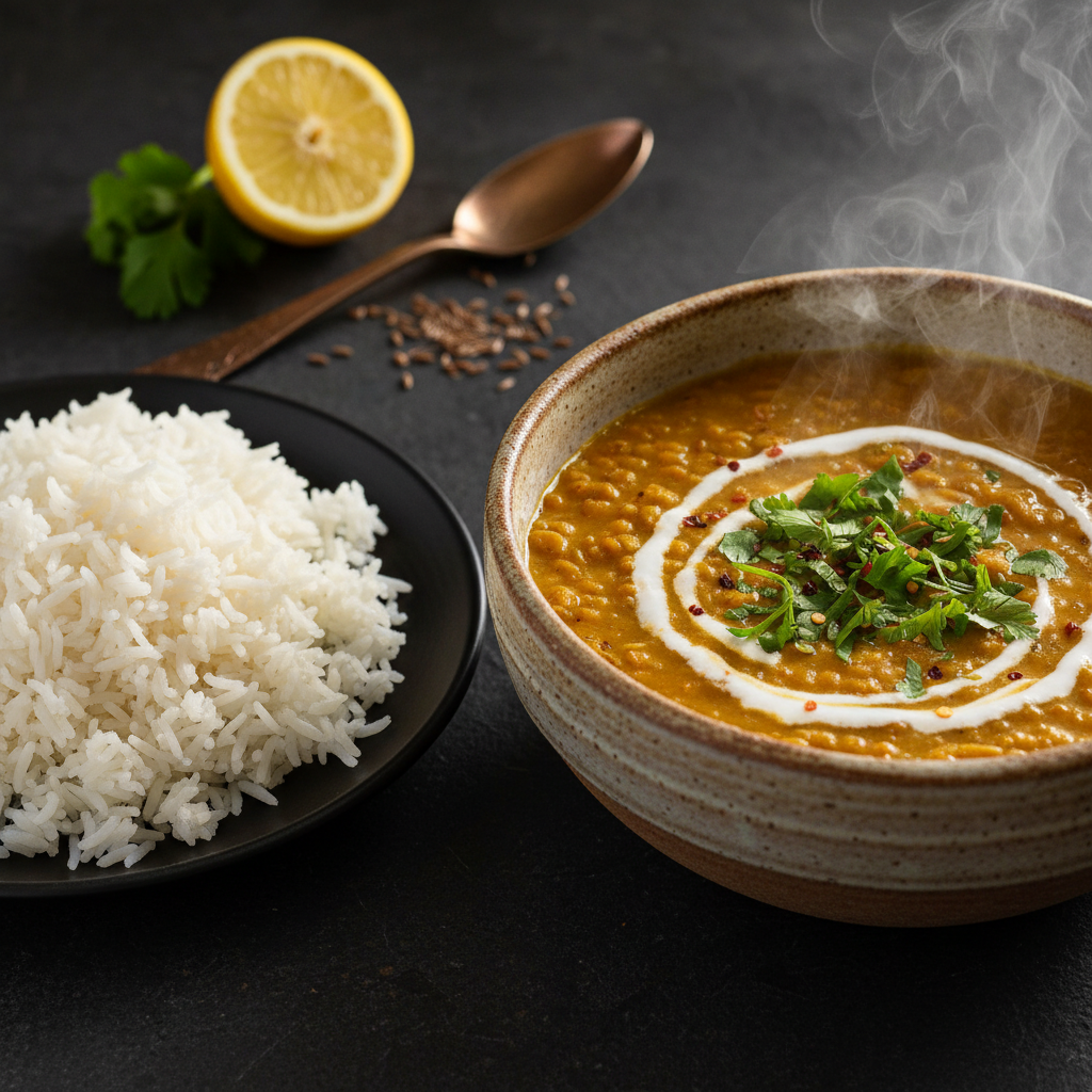 Creamy Vegan Red Lentil Dahl with Fluffy Basmati Rice: The Ultimate Comfort Food