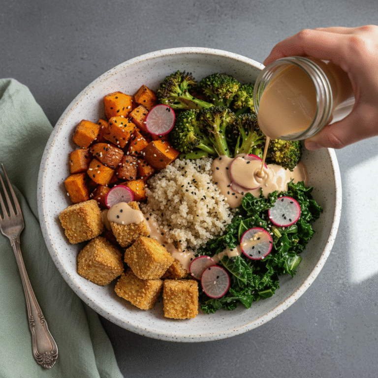 The Ultimate Vegan Tofu Buddha Bowl With Creamy Maple Tahini Dressing