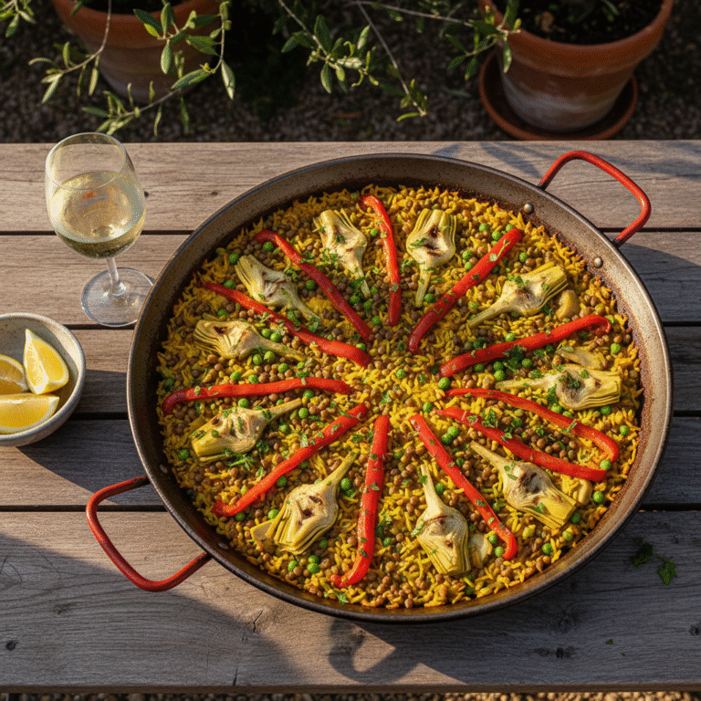 Smoky Vegan Vegetable and Lentil Paella: A Protein-Packed Spanish Classic
